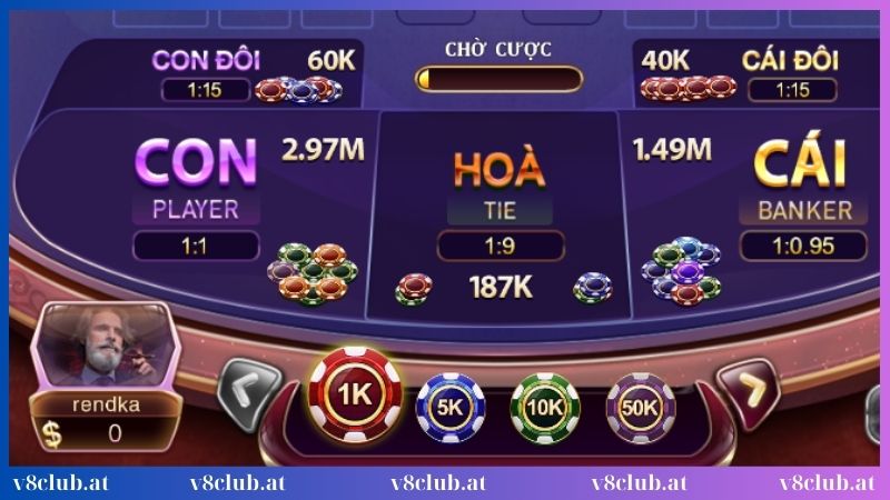 Game bài Baccarat đối kháng thú vị tại V8club